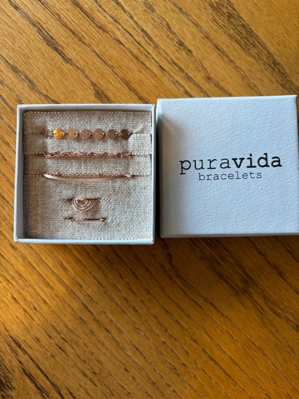 Pura Vida Rose Gold Mixed Chain Bracelet Set